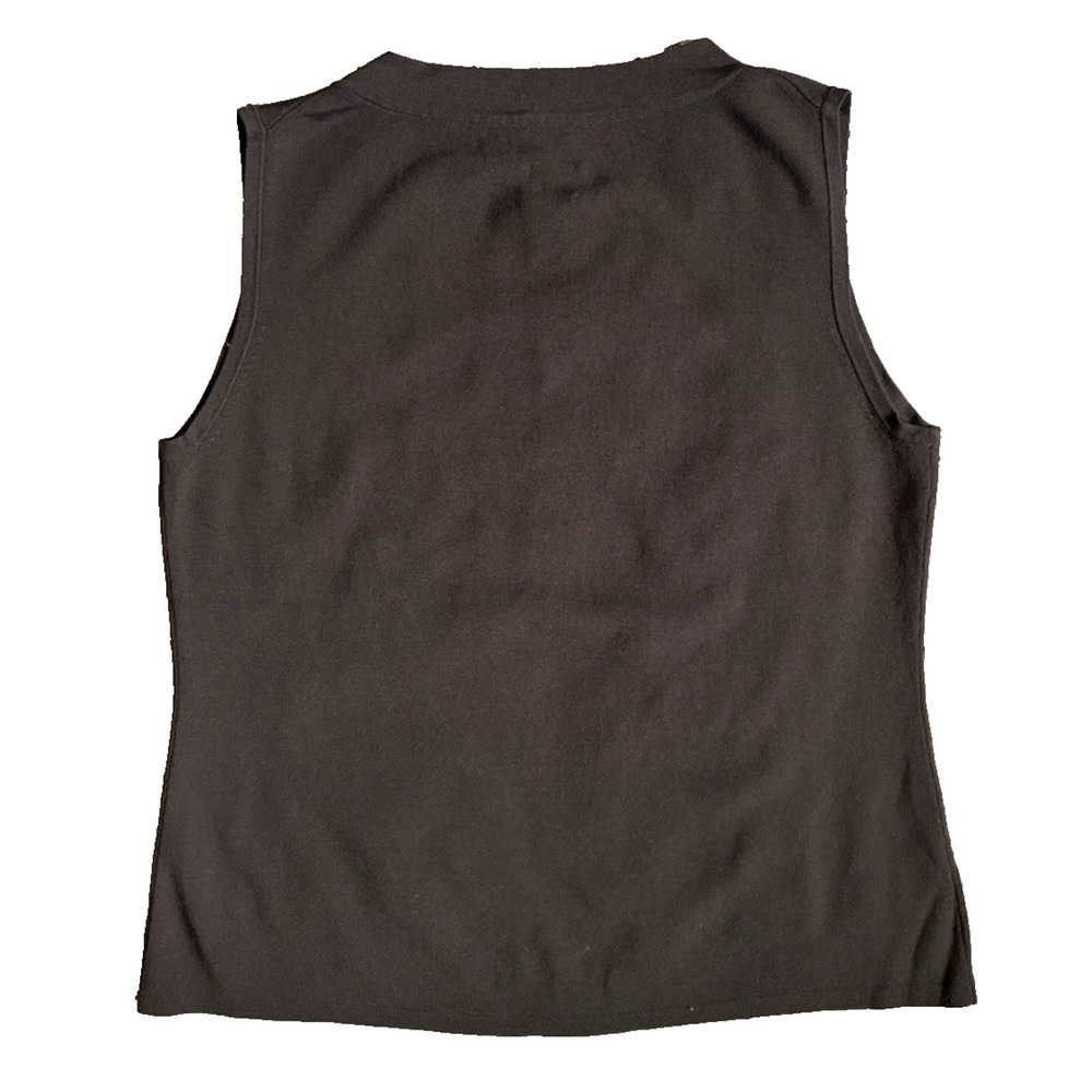 Chico's V-Neck Sleeveless Sweater Tank Size 2 Brown Stretch Knit Top, Minimalist - Picture 5 of 7